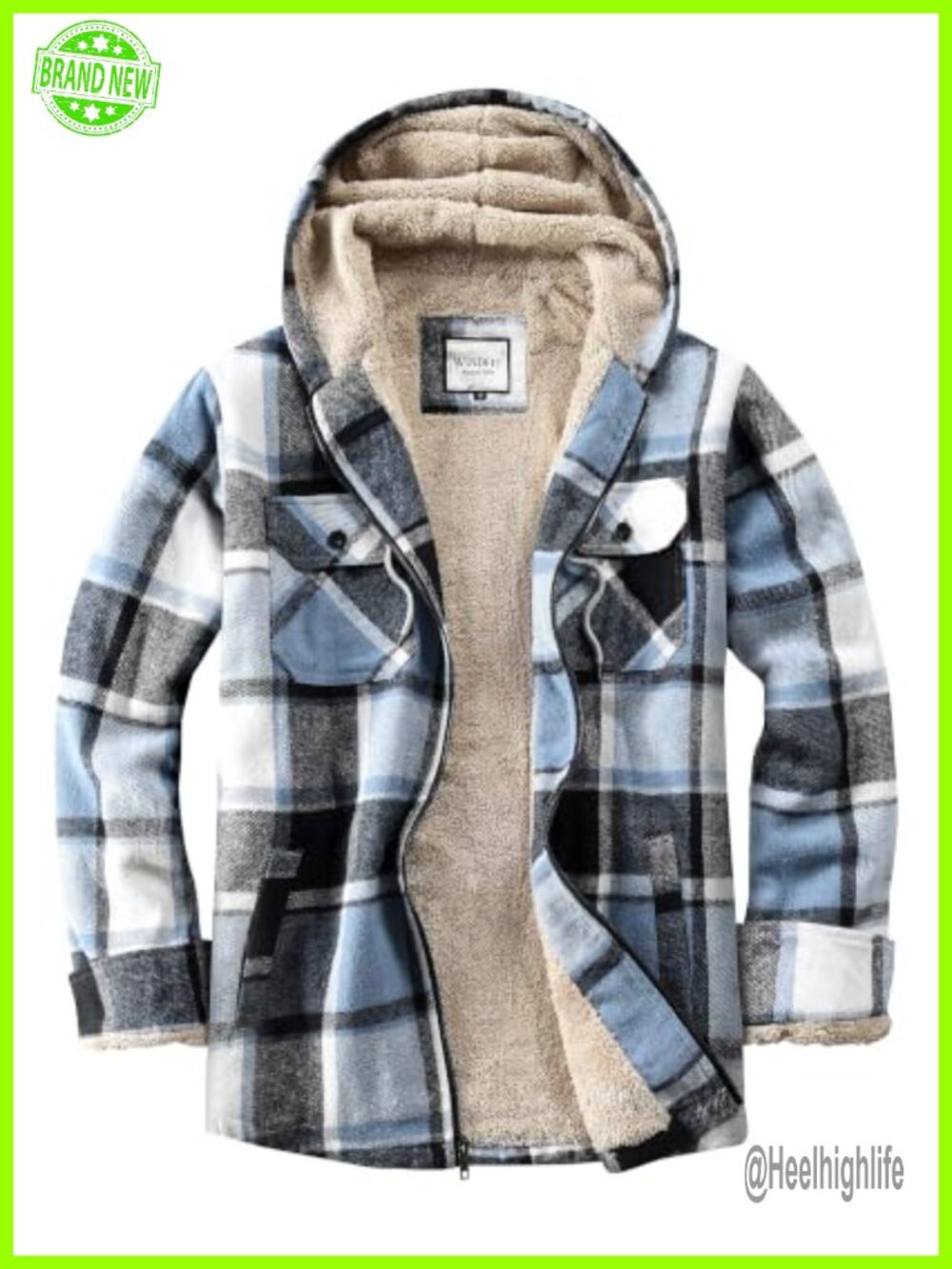 WINDFIT Women's Full Zip Fleece Flannel Jacket Plaid Sherpa Lined Hooded